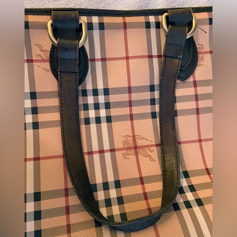 Burberry Haymarket Check Tote Bag – Classic Equestrian Knight Logo - Picture 3 of 11
